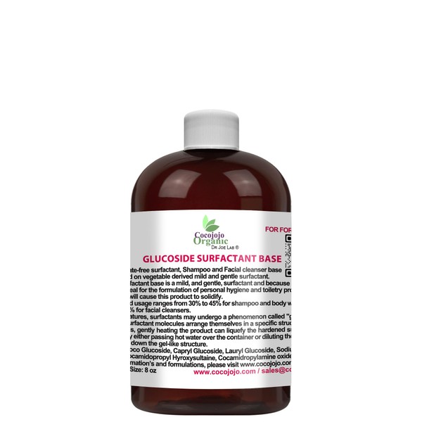 Dr Joe Lab Coco Glucoside Decyl Glucoside Lauryl glucoside Caprylyl Capryl glucoside Shampoo Base - Plant Derived Sulfate Free Blend for Foaming Mild Products Soap Shampoo Cleanser Body Wash (8 oz)