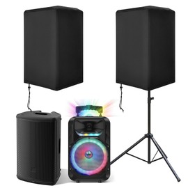 2 Pack Speaker Covers 15 Inch Waterproof Oxford Fabric Outdoor PA/DJ Speaker Cover for Powered Speaker Mounted on Stand Protection 30"x 19"x20" Black