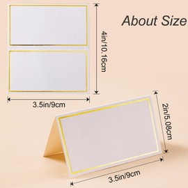 60Pcs Premium Place Cards, Small Table Cards with Gold Foil Border, 2" x 3.5" Tent Cards, Escort Cards, Name Cards, Wedding Place Cards for Wedding, Table, Dinner Parties, Seating Cards