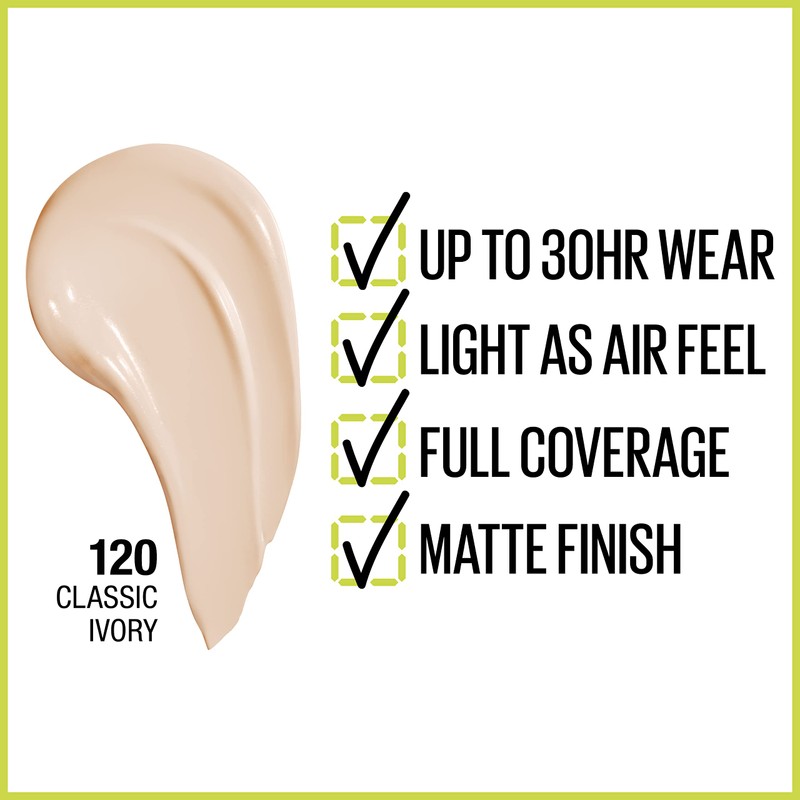 Maybelline Super Stay Full Coverage Liquid Foundation Active Wear Makeup,