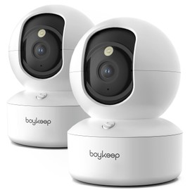 【2-Piece Set・Full Color Night Vision・Dual Band Wi-Fi Compatible 5GHz/2.4GHz】 Pet Camera Monitoring Camera Security Camera Indoor 3 Megapixels BoyKeep 360° Pan Tilt Motion Detection Auto Tracking