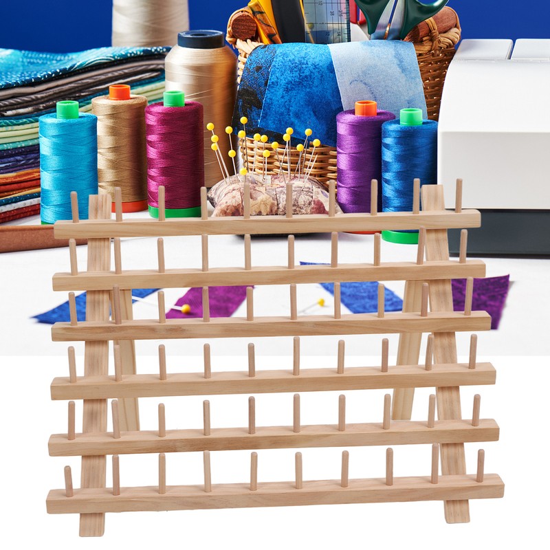 60 Spools Wooden Thread Rack DIY Easy Storage Safe Eco