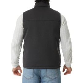 TUAOVA Men's Loose Fit Washed Duck Fleece-Lined Waterproof Workwear Mock-Neck Vest(Dark Grey,S)