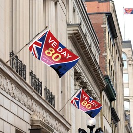 QRTDXP 144 * 96cm Victory in Europe Large Bunting Flag，VE Day 80th Anniversary Decoration Celebration Decoration for 2025-number