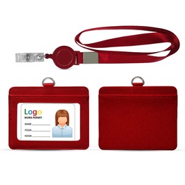 HYCOPROT Soporte para tarjetas de identificación con cordón, de piel sintética, retráctil, vertical, horizontal, con 1 ventana de identificación transparente y 1 ranura para tarjetas de crédito y cordón de Kevlar para oficina y escuela