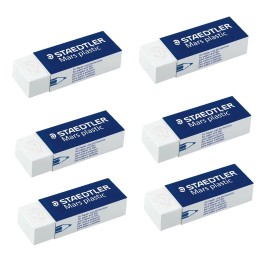 Staedtler Mars Premium  Plastic Erasers  52650  6 Erasers For Paper & Film New