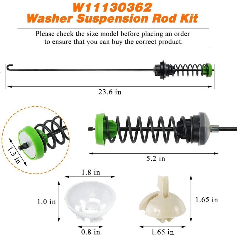 Whirlpool, Maytag W11130362 : Whirlpool Washer Suspension Rod Kit