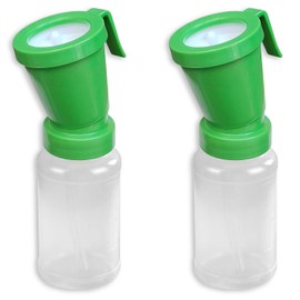 QMARK 2 Pack Teat Dip Cup, Non Reflow Nipple Cleaning Disinfection, Dip Cup for Cow Sheep Goat, Non-Return Teat Dipper - 300 ml (Green and Clear)