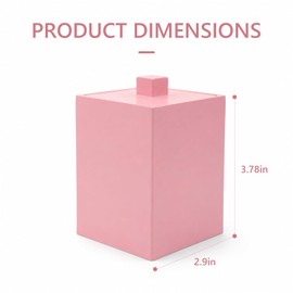 Joitsvia Bathroom Q Tip Holder with lid, Resin ,Square (Matte Pink)