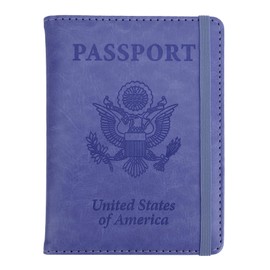 Passport Holder for Travel, Passport Holde Passport Cover Wallet Travel Passport Holders Must Haves for Women Men, PU Leather Passport Book Card Holder Case,Travelling Essentials, Dark Purple