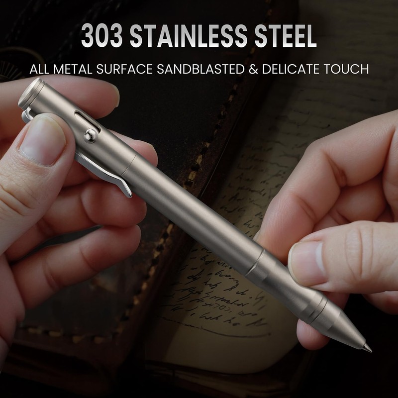 Origin-Joy 1 Pack Stainless Steel Bolt Action Pen Set, Heavy