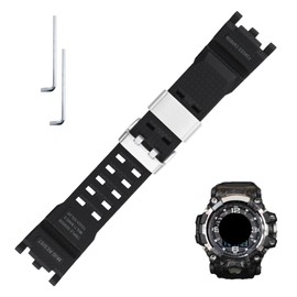 Topuly XXmm Resin Watch Band replacement for Casio G-shock GWG-2000 GWG-2040 Mudmaster Strap Wirstband accessories for Men and Women(Black)