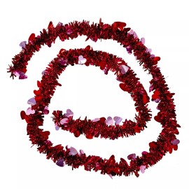 Way to Celebrate Valentine's Day or Any Holiday Hearts Red Tinsel Garland 12 ft