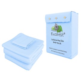 EUCAREST 100% Eucalyptus Tencel Bed Sheets | California King | Organic | Ultra Soft | Cooling for Hot Sleepers | Hypoallergenic | Thermal Regulating | Deep Pocket | Fits 18" Mattress - Baby Blue