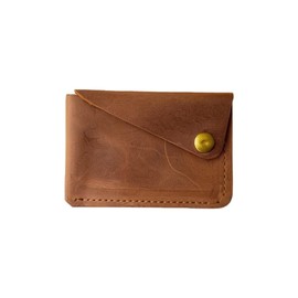 Minimalist Leather Card Holder Wallet, Slim Front Pocket Design, Brown, 4.1 x 2.6 inches