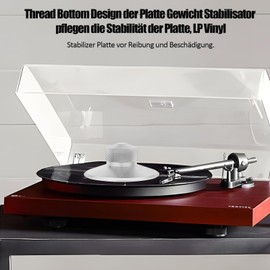 YuanYong Audiophile Record Player Weight Stabiliser 380G Stainless Steel Record Weights with Soft Base Padding Stabilising Speed for Turntable, Vinyl Disc Player (Silver)