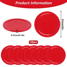 ZYWQ 10 Pcs Air Hockey Pucks, 2 Inch Air Hockey Puck Set for Air Hockey Table, Red Home Air Hockey Heavy Replacement Pucks Parts Set for Game Tables Accessories, for Air Hockey Paddles and Pucks