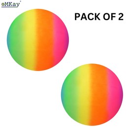 eMKay® Pack of 2 PVC Neon Rainbow Ball for Kids – 20cm Neon Playground Ball, Uninflated – Outdoor, Beach, Pool, Garden Use – Party Bag Filler