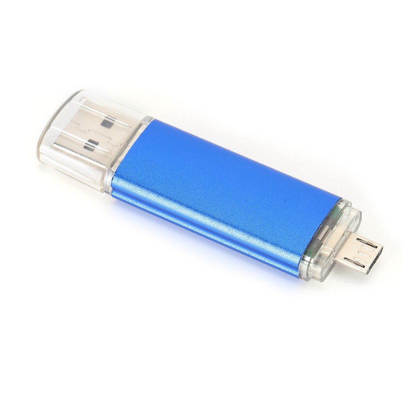 U Disk OTG Bright Blue DualHead Mini Metal USB 2.0