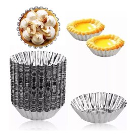 50 Unidades Moldes Para Mini Tartaletas De Acero Inoxidable Plateado