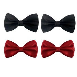 TAFACE 4 Pieces Black and Red Solid Color Bow Tie, Bow Tie, Shirt Dress, Business Wear for Both Men and Women, Suitable for Weddings, Receptions, Parties and Other Occasions, black, red