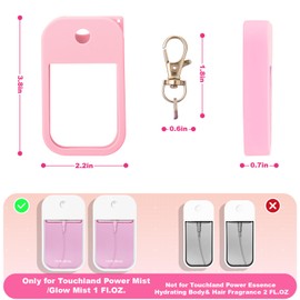 Palksky Hand Sanitizer Spray Case for Touchland,Protective Case with Keychain for Power Mist and Glow Mist 1 fl oz(Pink), Travel Size for Women