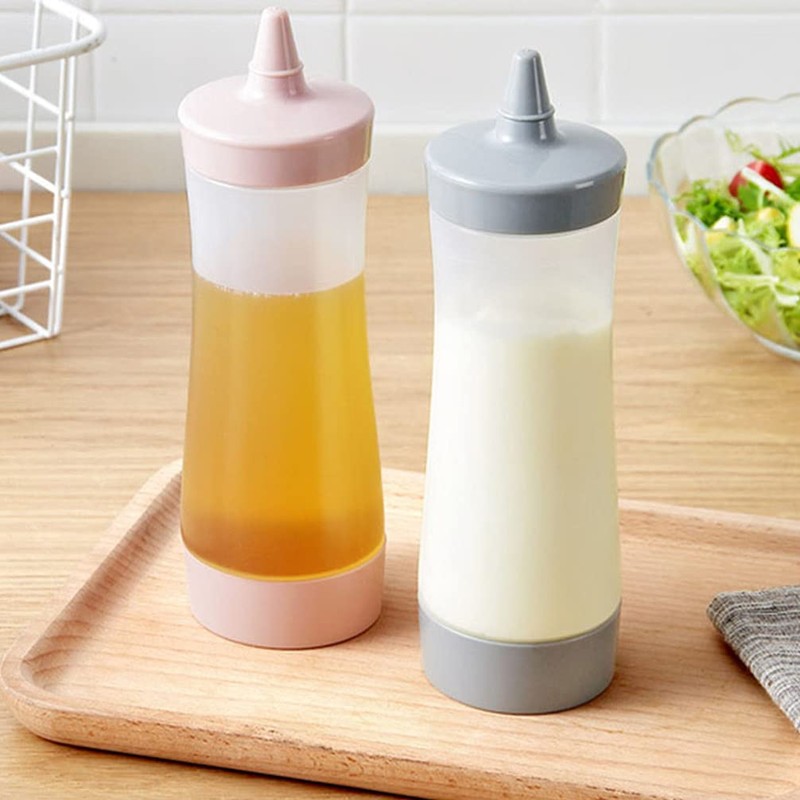 Kichvoe 4 Unidades de Botellas de Condimento Exprimibles con Tapa
