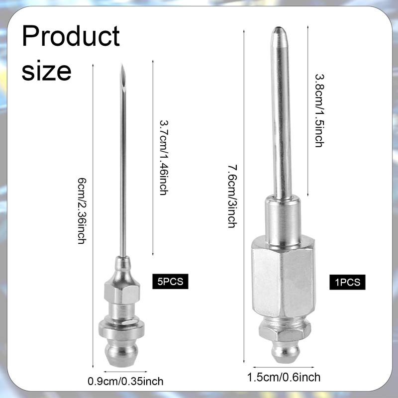 XIHIRCD 5pcs Grease Needle Nozzle, Bearing Grease Injector Needle with