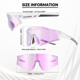 ROCKBROS Cycling Glasses, Sports Glasses, Photochromic Sunglasses, Protective Glasses, Self-Tinting UV400 Protection, Outdoor Cycling, Hiking, Fishing, Running for Men and Women