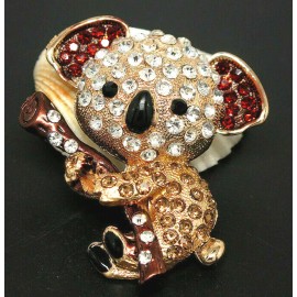 Betsey Johnson BIG Climbing KOALA Bear Rhinestone Betsey Johnson Necklace Pendant BROOCH Topaz