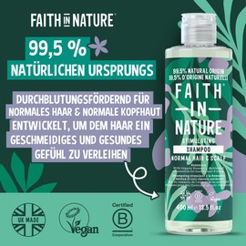 Faith In Nature Natural Rosemary Shampoo Stimulating for Normal Hair & Scalp, Vegan & Cruelty Free, No SLS, Silicones or Parabens, 400ml