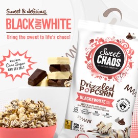 Sweet Chaos Black and White Drizzled Popcorn | Naturally Flavored Gourmet Popcorn Snack | Sweet & Salty Kettle Corn | 5 Ounce