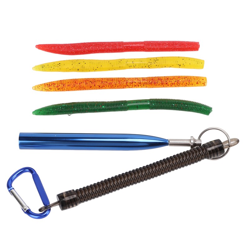 65pcs/box Soft Worm Bait Fishing Lures Kit with Rubber O