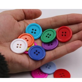 Mahaohao 50pcs Mix Color Plastic Resin Circle Big Buttons, 4 Holes, 30mm, for DIY Craft Sewing (1 1/4") (Mixed Color)