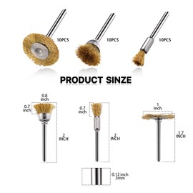EASYIKI 30 Pieces Copper Wire Brushes, Wire Brush Wheel, Copper Wire Polishing Wheel Kit for Dremel Rotary Tools (1/8 Inch Mandrel)