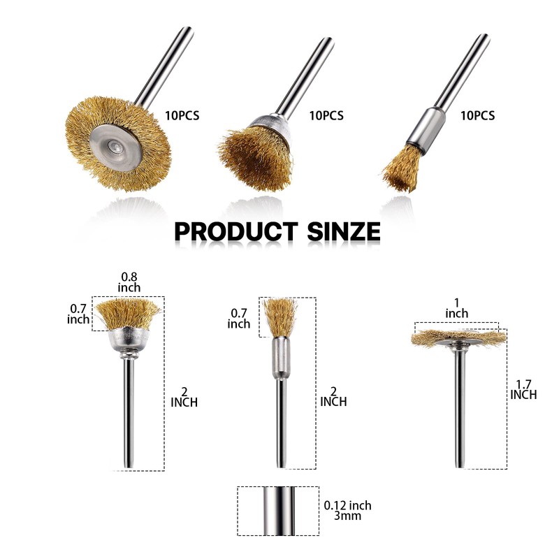 EASYIKI 30 Pieces Copper Wire Brushes, Wire Brush Wheel, Copper
