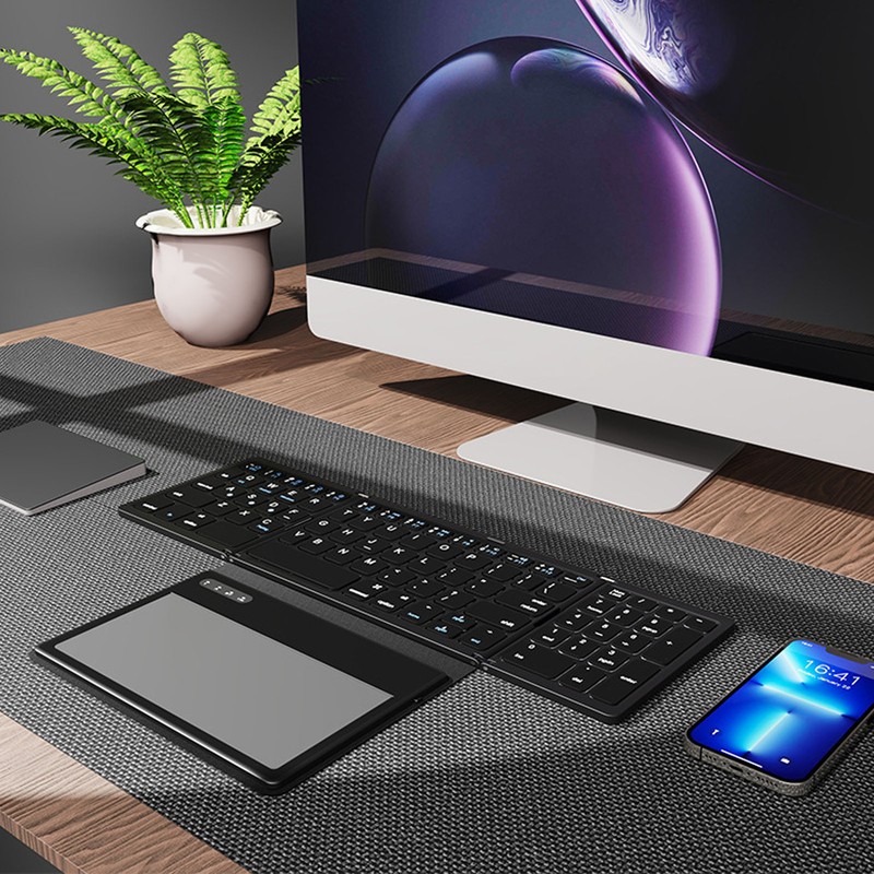 Foldable Bluetooth Keyboard Low Latency Bluetooth 5.1 Full Size Keyboard