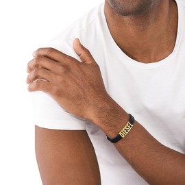 Diesel Men's Leather with button stud closure bracelet