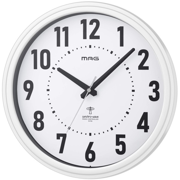 MAG W-763WH-Z Analog Clock Clock Radio Clock with Night Second Hand Stop Function White