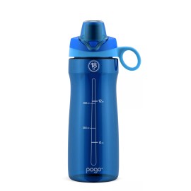 Pogo BPA-Free Tritan Plastic Water Bottle with Chug Lid 18 Oz Blue