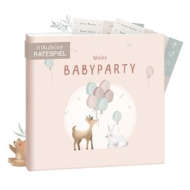 mintkind® Guest Book "Meine Babyparty" Pink - Baby Shower Gift for Boys & Girls, Baby Shower & Gender Reveal Decoration, Baby Photo Album for DIY