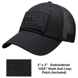 Antourage American Flag Unconstructed Unisex Mesh Snapback Baseball Hat Cap for Men and Women +2 Patriotic Patches Included (31. Black Classic Mesh Snapback)