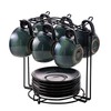 Leijosya 6 sets of 4OZ green coffee cup saucer sets,