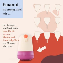EMANUI Silikon Menstruationstasse Reiniger & Sterilisator | Tragbar | Leicht zu reinigen | Sichere Materialien | Sterilisation in der Mikrowelle | Für alle Tassen mit Stiel