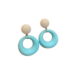 Retro Simple Acrylic Hoop Statement Drop Earrings, Fashion Oval for Women Minimalist Statement Hypoallergenic Drop Earrings (Sky Blue)