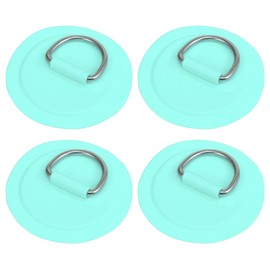 X AUTOHAUX 4pcs D Ring Patch PVC Stainless Steel Round Shape D Ring Pad for Inflatable Boat Kayak Canoe Deck Green
