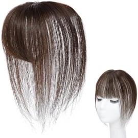 Human Hair Bangs - Clip on Bangs for Women Clip en Bangs Topper de cabello invisible Cubierta natural de cubierta ajustable Cambie de horquilla transpirable Toatpin Topper para peinar el cosplay