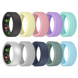 MAKCPOIMER 10 Pack Ring Cover for Oura Ring Gen 4/3, Silicone Protector for ULTRAHUMAN Ring AIR Working Out Accessories Men Women (All 10 Colors-4, S (6/7/8/9/10/11))