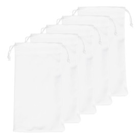 HARFINGTON 5pcs Eyeglass Pouch Microfiber Sunglasses Storage Bag Thick Portable Drawstring Pouch for Phone Glasses Jewellery, White