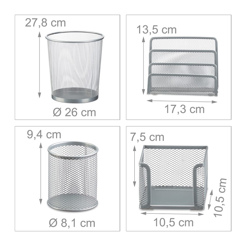 Relaxdays 4-Piece Desk Stationery Organiser, Letter Tray, Note Box, Pen